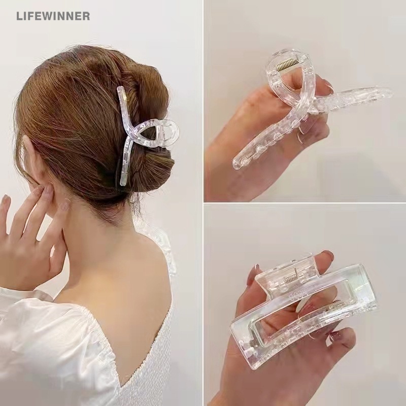 Kẹp Tóc Càng Cua Bằng Acrylic Trong Suốt Đơn Giản Thanh Lịch Dành Cho Nữ
