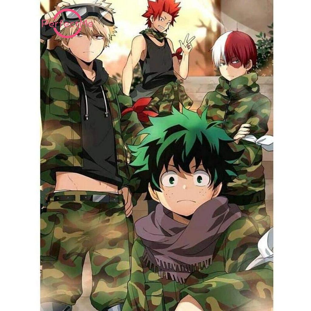 Bộ tranh đính đá tự làm hình nhân vật anime 5D cỡ 30x40cm trang trí nhà cửa DIY