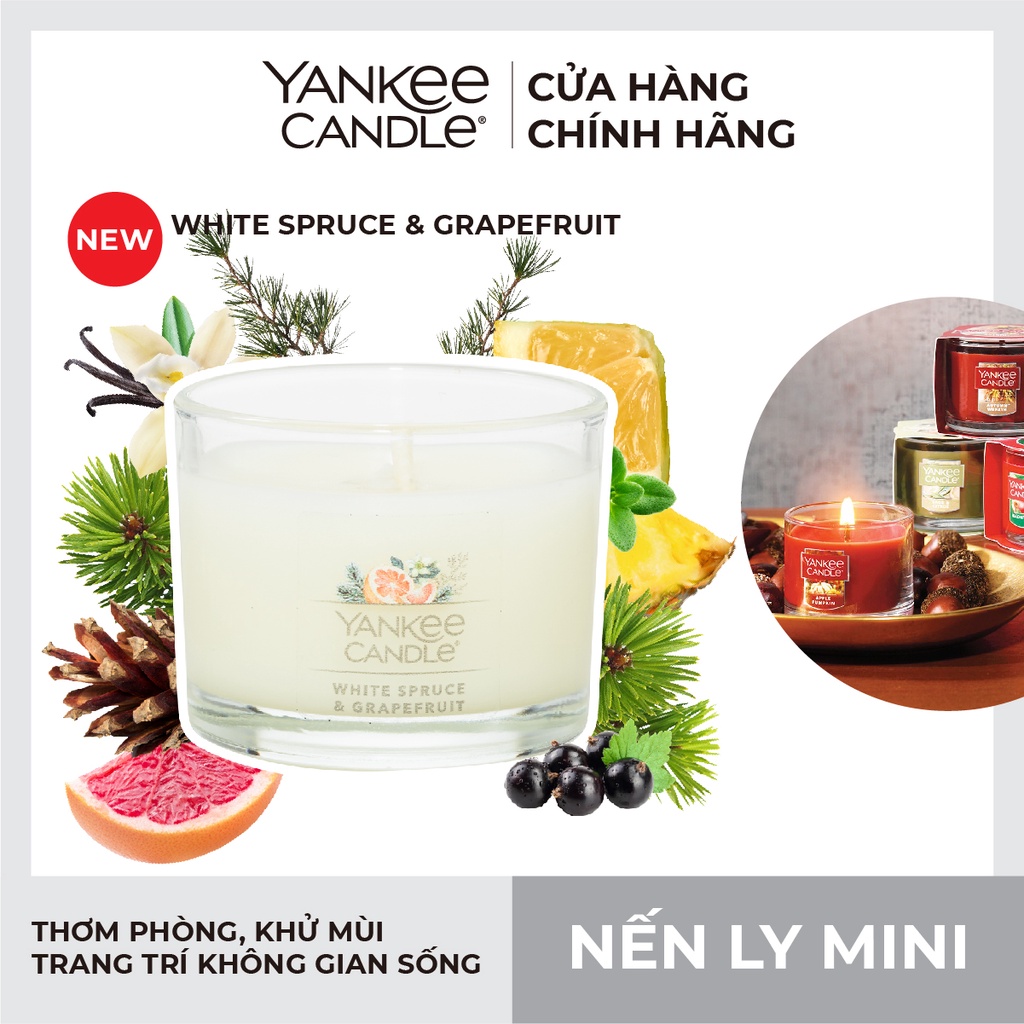 Nến ly mini Yankee Candle - White Spruce &amp; Grapefruit (37g)