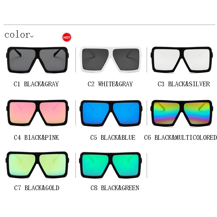 Kính mát SAMJUNE gọng vuông bản lớn thời trang cho nam nữ