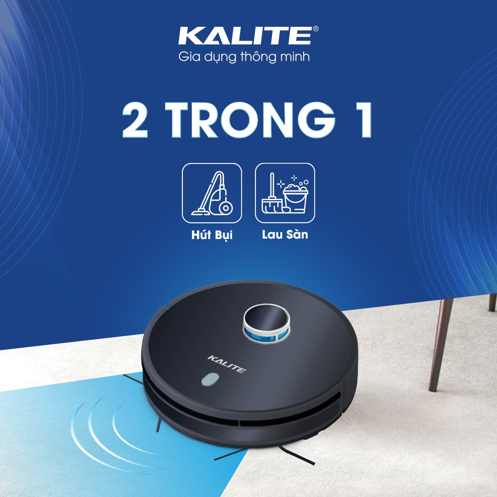 [Mã ELHA10 giảm 6% đơn 5TR] Robot hút bụi lau nhà thông minh Kalite KVC 2171 công suất 2300Pa dọn sạch 99,99% vi khuẩn