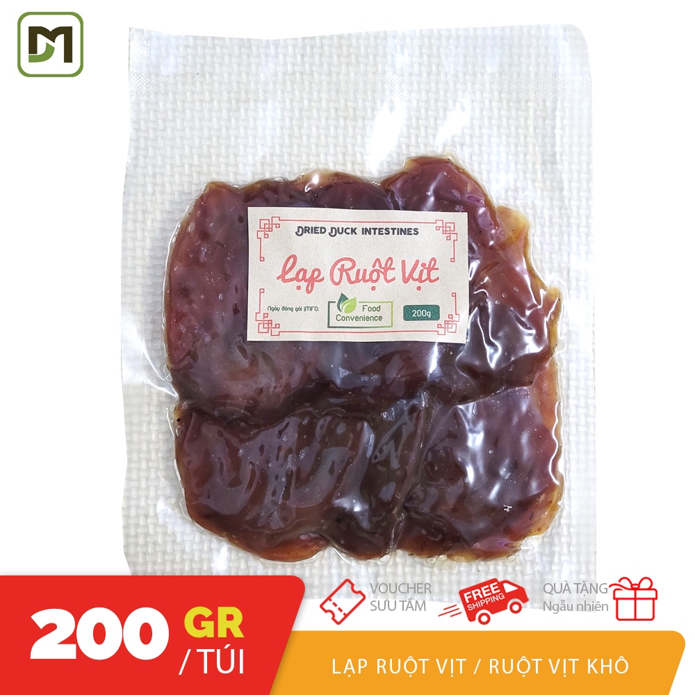 Túi 200gr lạp ruột vịt khô ép chân không dùng để nướng chiên xào