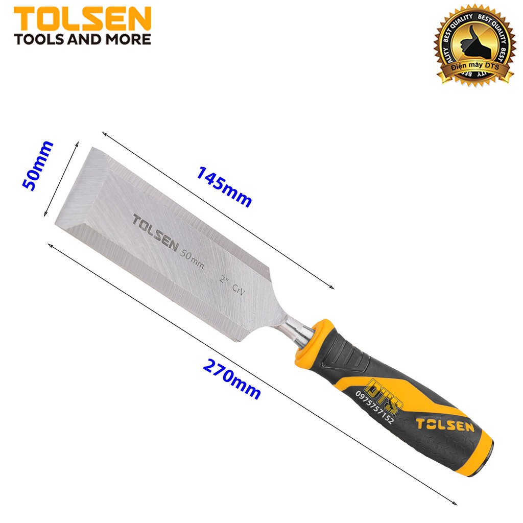 Đục gỗ mũi dẹt cầm tay chuẩn công nghiệp TOLSEN 50mm (2 inch) - Tiêu chuẩn xuất khẩu Châu Âu