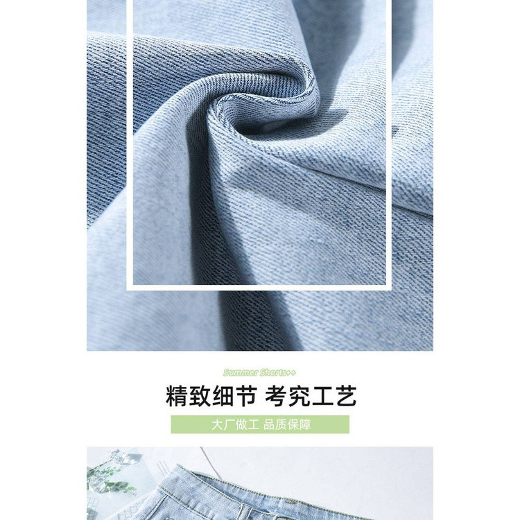 Quần Short Denim Lưng Cao Ống Rộng Màu Xanh Dương / Đen Thời Trang Mùa Hè Cho Nữ