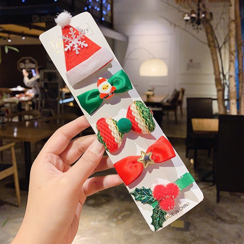 Set 5 kẹp Noel nhiều màu sắc cho bé mùa giáng sinh