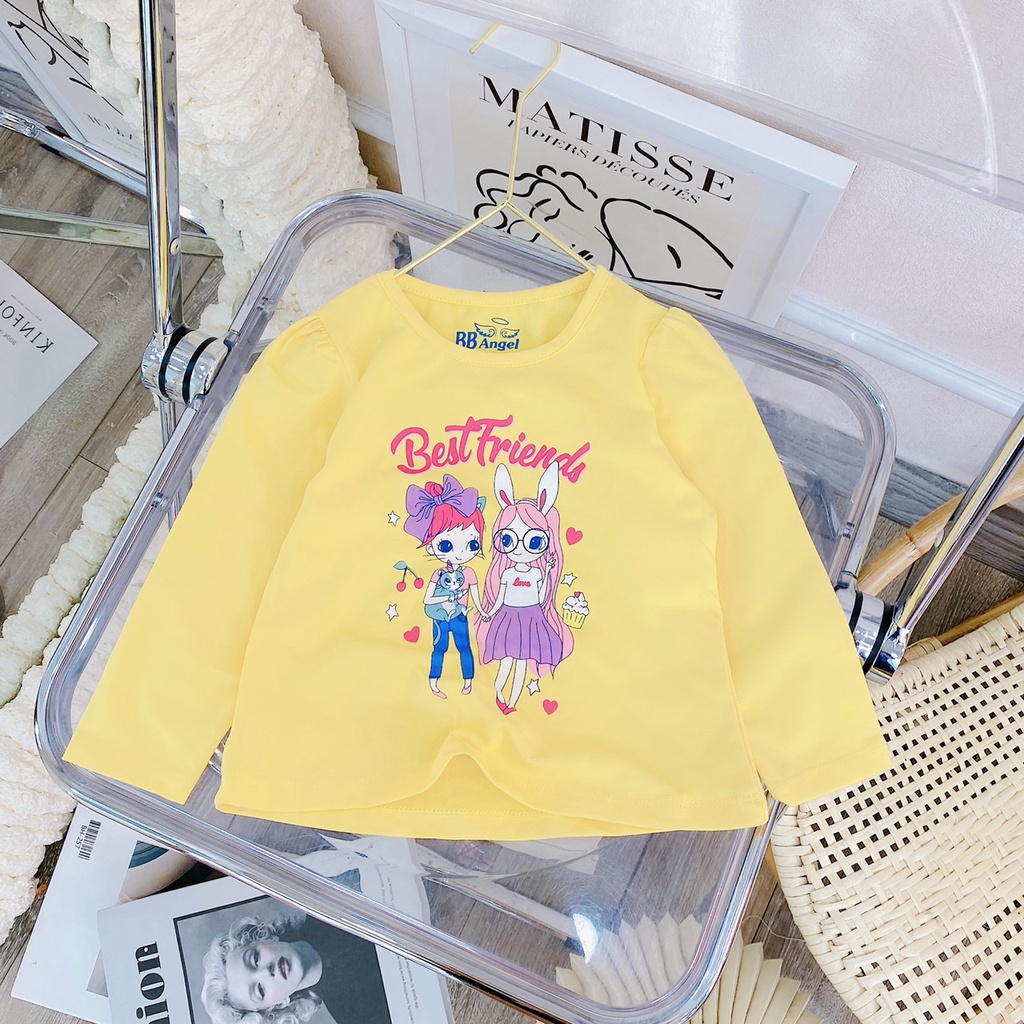 Áo thun dài tay thương hiệu BB Angel chất liệu cotton mềm mịt, hình in best friend siêu đẹp cho bé gái