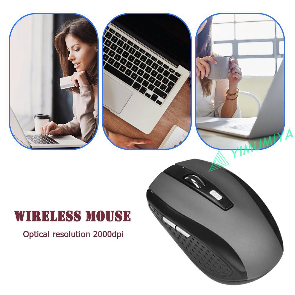 Chuột Quang Không Dây 2.4ghz 6 Nút Bấm 2000 DPI Cho Máy Tính