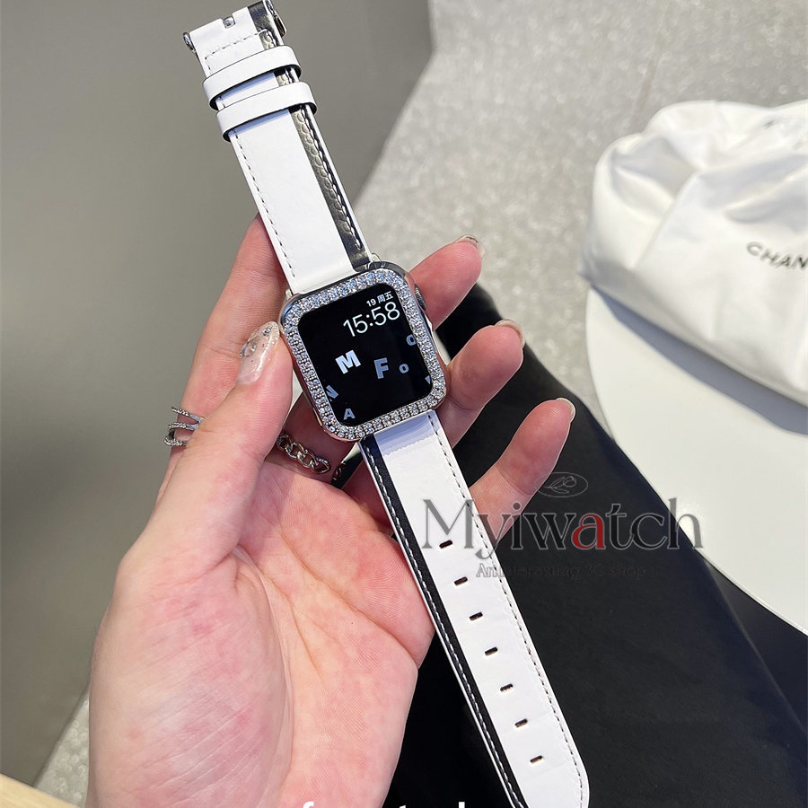 Dây đeo bằng da mỏng sáng tạo cho dòng iwatch Ultar 8 7 6 5 4 SE 3 2 1 Vòng đeo tay thời trang đơn giản cho iwatch 49mm 45mm 41mm 40mm 44mm 42mm 38mm dây đeo đồng hồ đôi