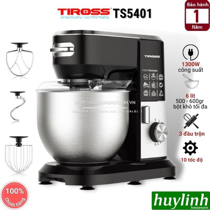 [Mã ELHAMS5 giảm 6% đơn 300K] Máy đánh trứng trộn bột Tiross TS5401 - 6 lít - 1300W