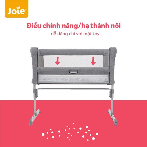 Nôi hạ thành ngủ cạnh giường đa chức năng - JOIE ROOMIE GRAY FLANNEL