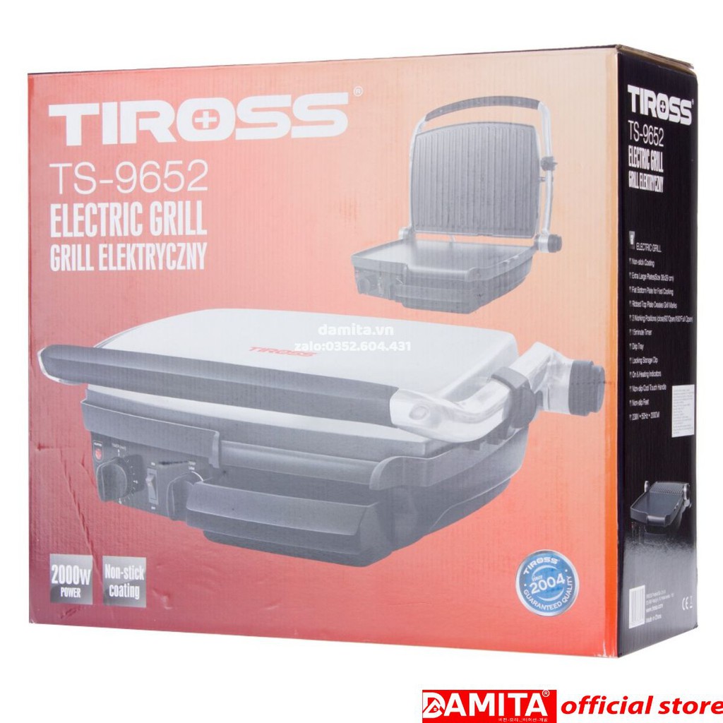 Kẹp - vỉ nướng điện đa năng Tiross TS9652 - 2000W