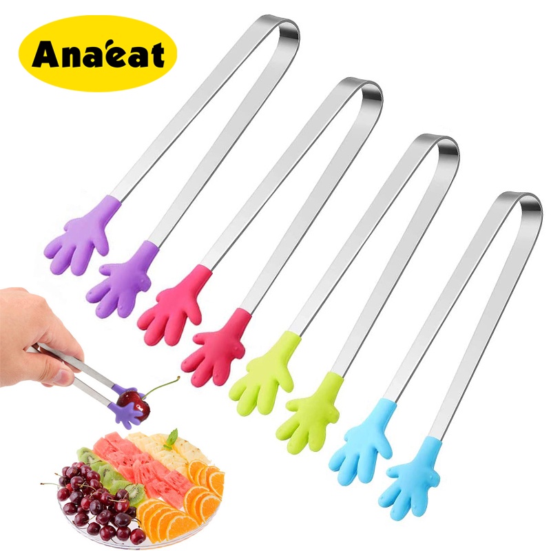 1 kẹp gắp thức ăn chống trượt bằng Silicone và thép không gỉ