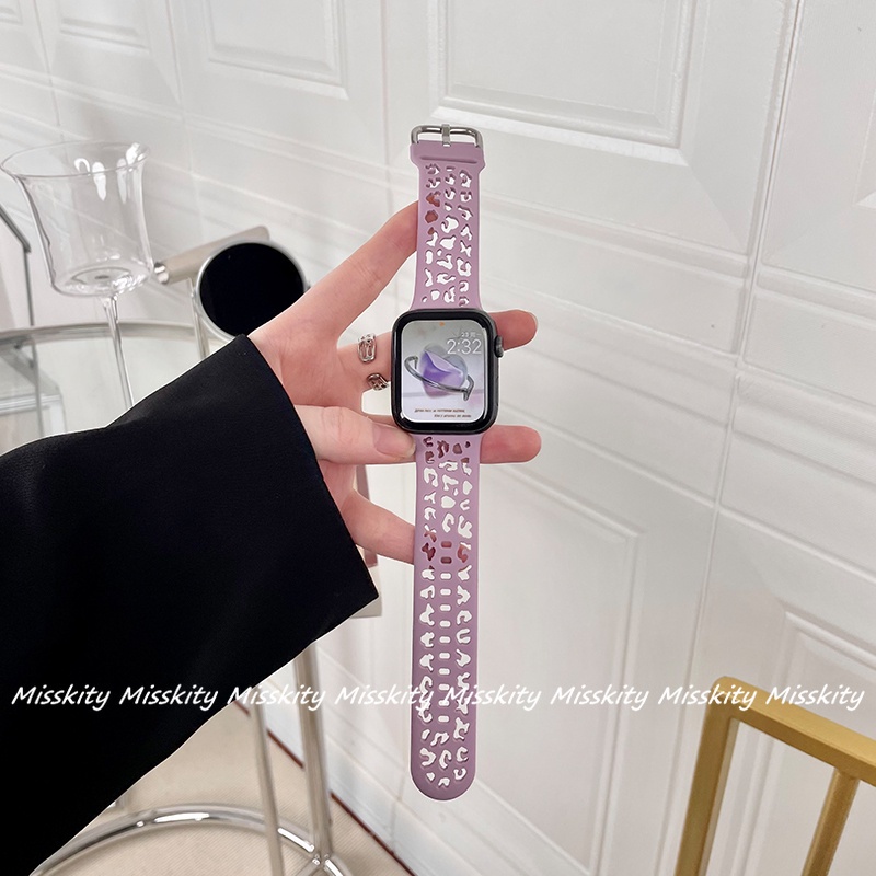 Dây Silicone HọA TiếT Da BáO Cho ĐồNg Hồ IWatch 7 6 5 4 3 2 1 SE 41mm 45mm 44 Mm 40mm