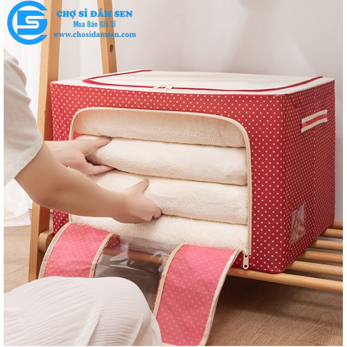 (Được chọn màu) Hộp vải, túi vải đựng đồ, quần áo, chăn màn có khung sắt chắc chắn G53-TCM-Khungsat