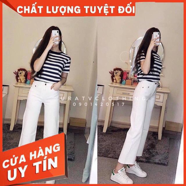 Quần Baggy jeans ống rộng trắng- cullotes trắng