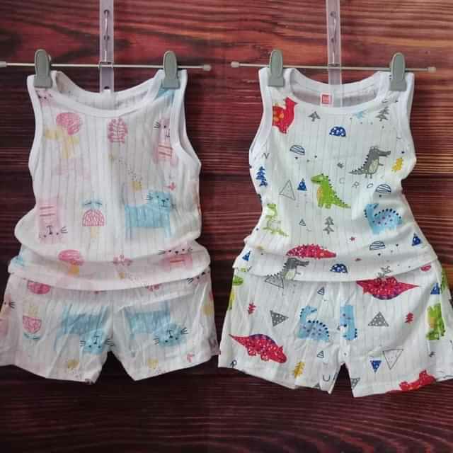 Set 5 bộ ba lỗ cotton cho bé 4-6kg