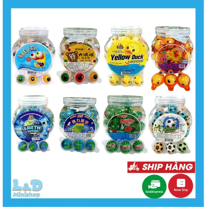 [Mã 267FMCGSALE giảm 8% đơn 500K] 1 Viên Kẹo Dẻo Jelly Hình Quả Cầu/Quả Banh/ Con Mắt/ Vịt Vàng/ Dưa Hấu/ Bóng Rổ 15g