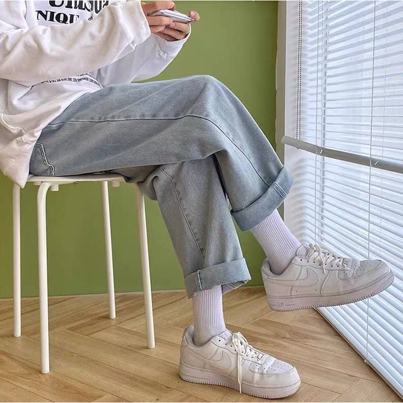  Quần bò nam ống rộng, baggy xanh sky MALTRIK dáng Hàn Quốc | BigBuy360 - bigbuy360.vn