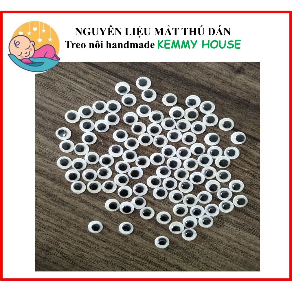 Set 10 cặp mắt thú dán làm handmade kích thước 8 mm