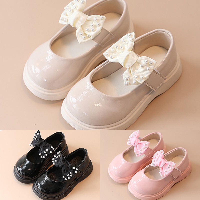 Giày Búp Bê Da Đính Nơ Dễ Thương Cho Bé Gái