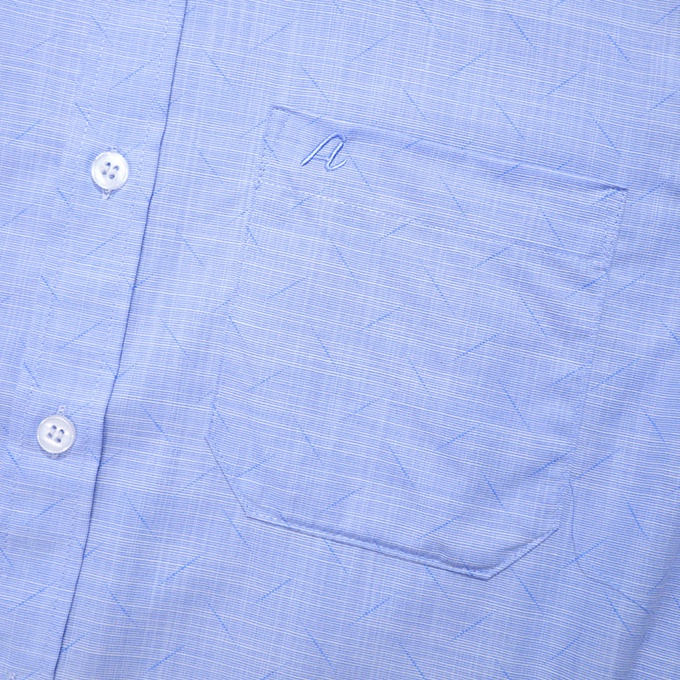 Áo Sơ Mi Nam Công Sở Trung Niên Thương Hiệu Anton Ngắn Tay Vải Cotton Xanh Dương In Họa Tiết - YGD561