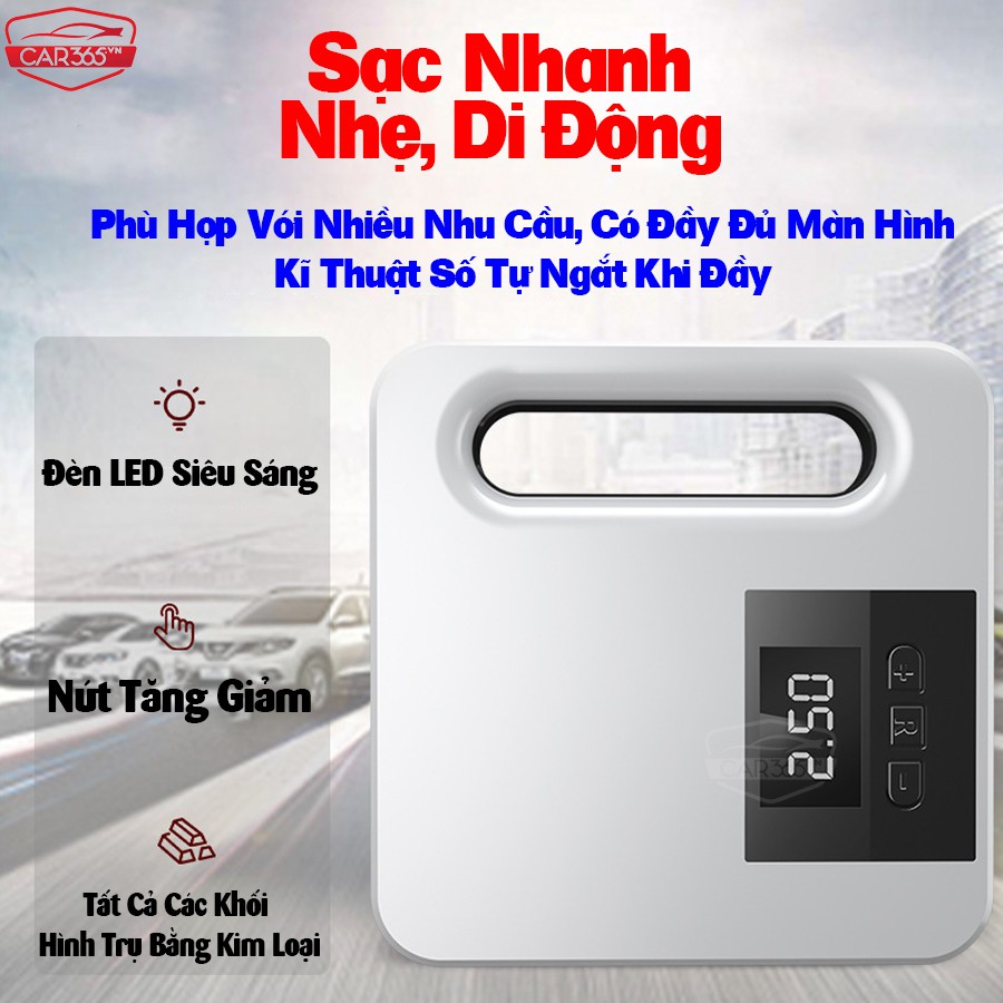 Máy bơm lốp xe ô tô điện tử thông minh tự ngắt CAR365VN cao cấp màn LCD - Thiết kế nhỏ gọn