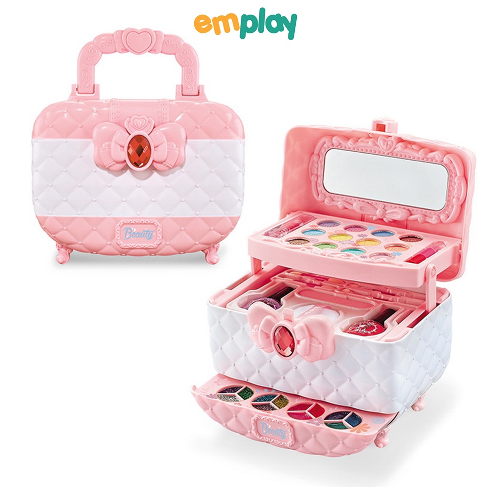 Đồ trang điểm cho bé gái màu hồng cao cấp Emplay bộ đồ làm đẹp chất thật cho bé từ 3 tuổi