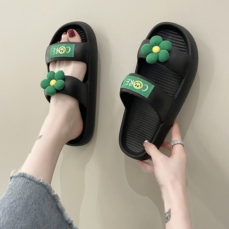 CHZK [Dép Người Lớn - Sẵn Hàng] Dép bánh mì đế cao stick hoa, dép quai ngang cao su Eva cao cấp không thấm nước, chống trơn trượt