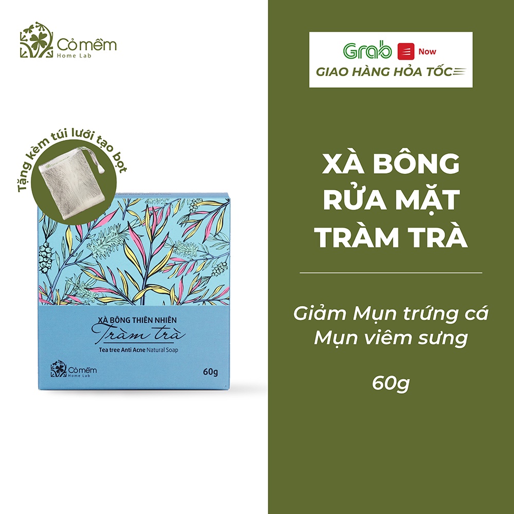 Xà Bông Rửa Mặt Tràm Trà Cho Da Dầu Mụn Bọc Cỏ Mềm 60g