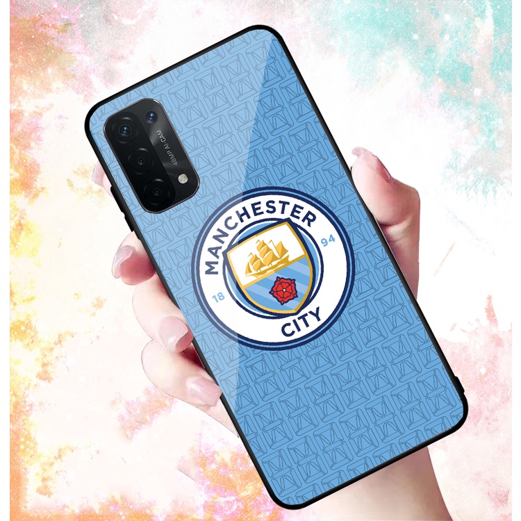 Ốp Lưng OPPO A74, OPPO A74 5G, A95, A54 5G mặt kính cường lực cao cấp In hình Câu Lạc Bộ Bóng Đá