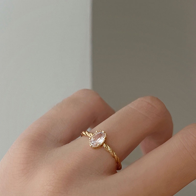 Nhẫn Mạ Vàng Đính Đá Zircon Lớn Sang Trọng Làm Quà Tặng Sinh Nhật