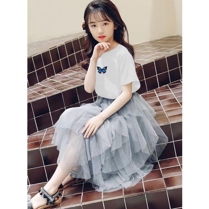 Đầm Bé Gái Set Áo Váy Công Chúa Bằng Cotton Phong Cách Phương Tây Thời Trang Mùa Hè Dành Cho Bé Gái