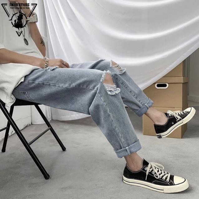 Quần Jeans Baggy Dáng Rách Gối 2020