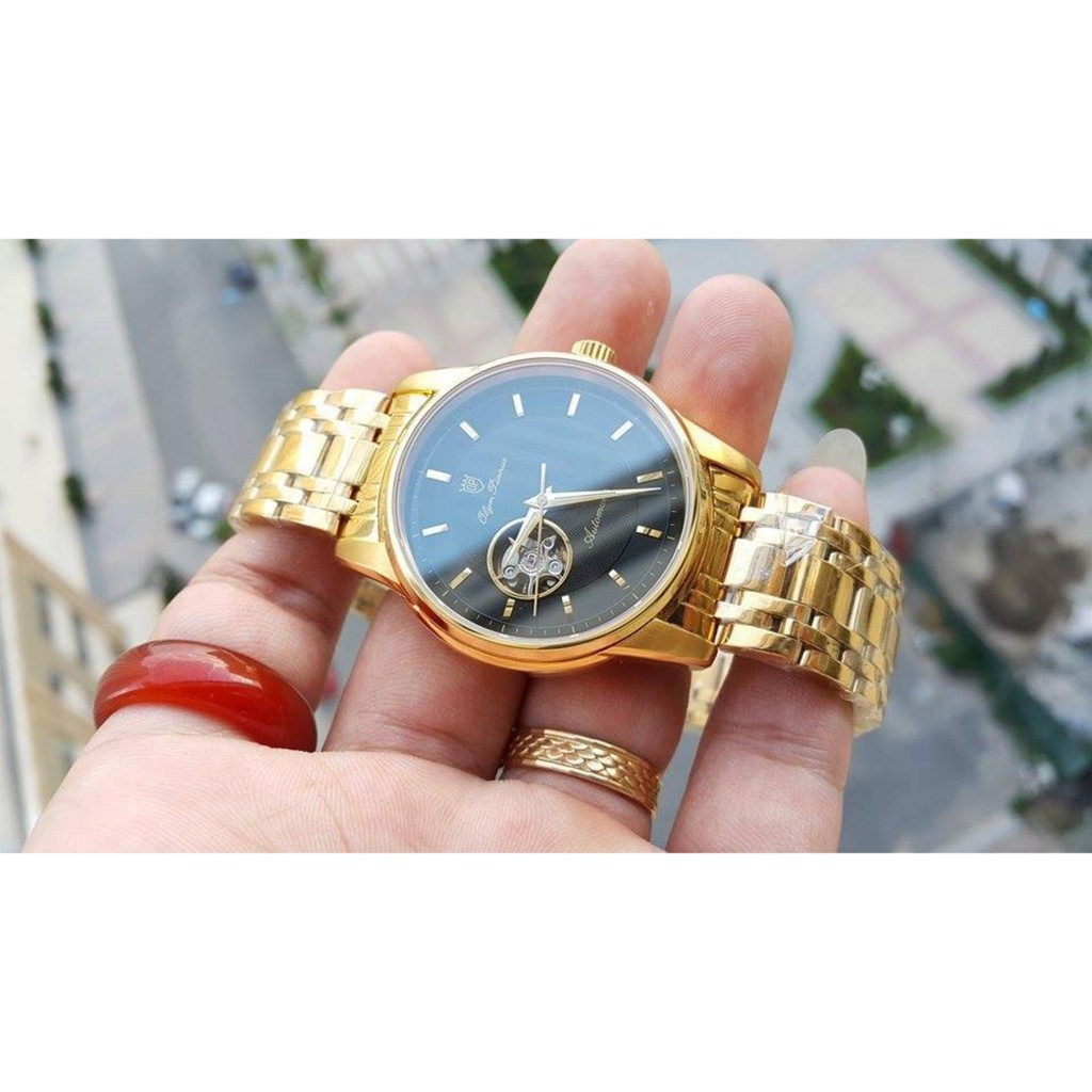 Đồng hồ nam dây kim loại mặt kính sapphire Olym Pianus OP990-162