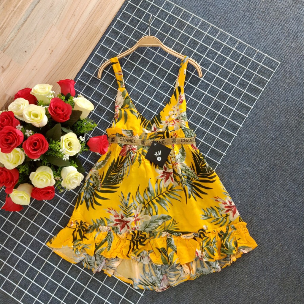 Đầm yếm lanh cho bé gái size từ 15-26kg