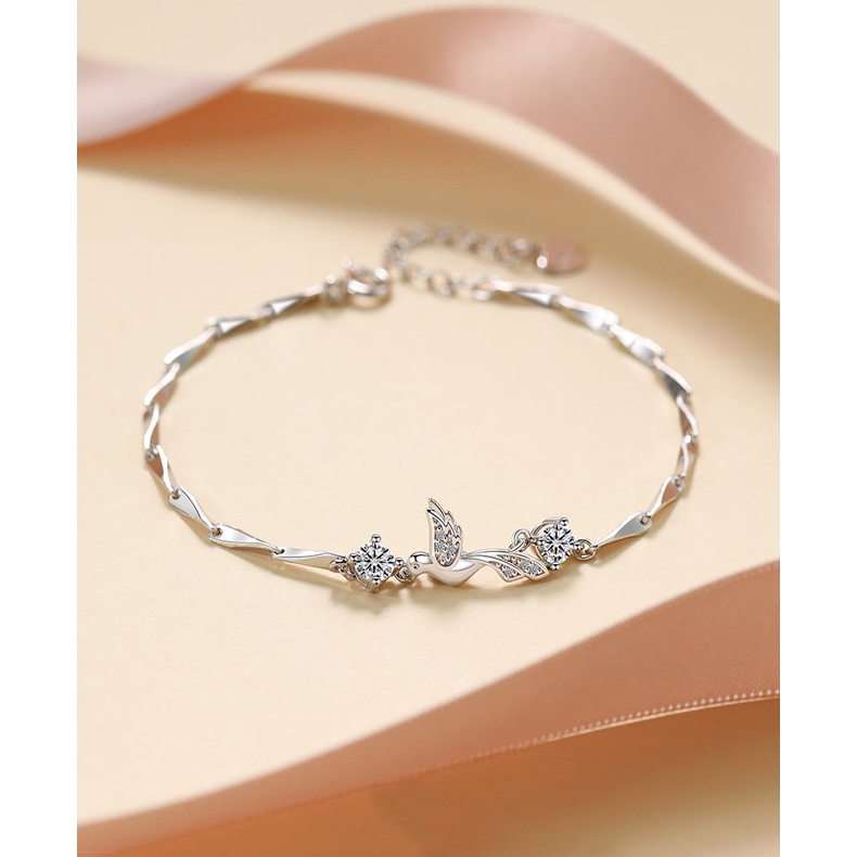 Mới Vòng Tay Mặt Hình Chim Và Cây Tre Thiết Kế Đơn Giản Thời Trang Cho Nữ