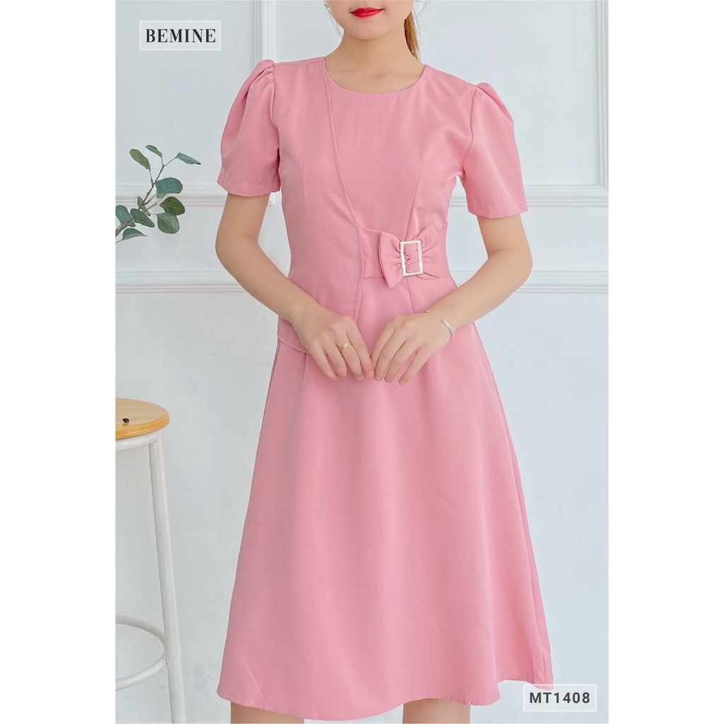 [Mã WABRWA15 giảm 15% đơn 300K] Đầm khoen nịch cổ tròn BEMINE MT1408HONG | BigBuy360 - bigbuy360.vn