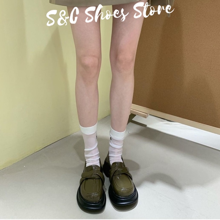 Giày Mary Jane Da Bóng Đế Dày Phong Cách Anh Quốc Chất Lượng Cao Cho Nữ