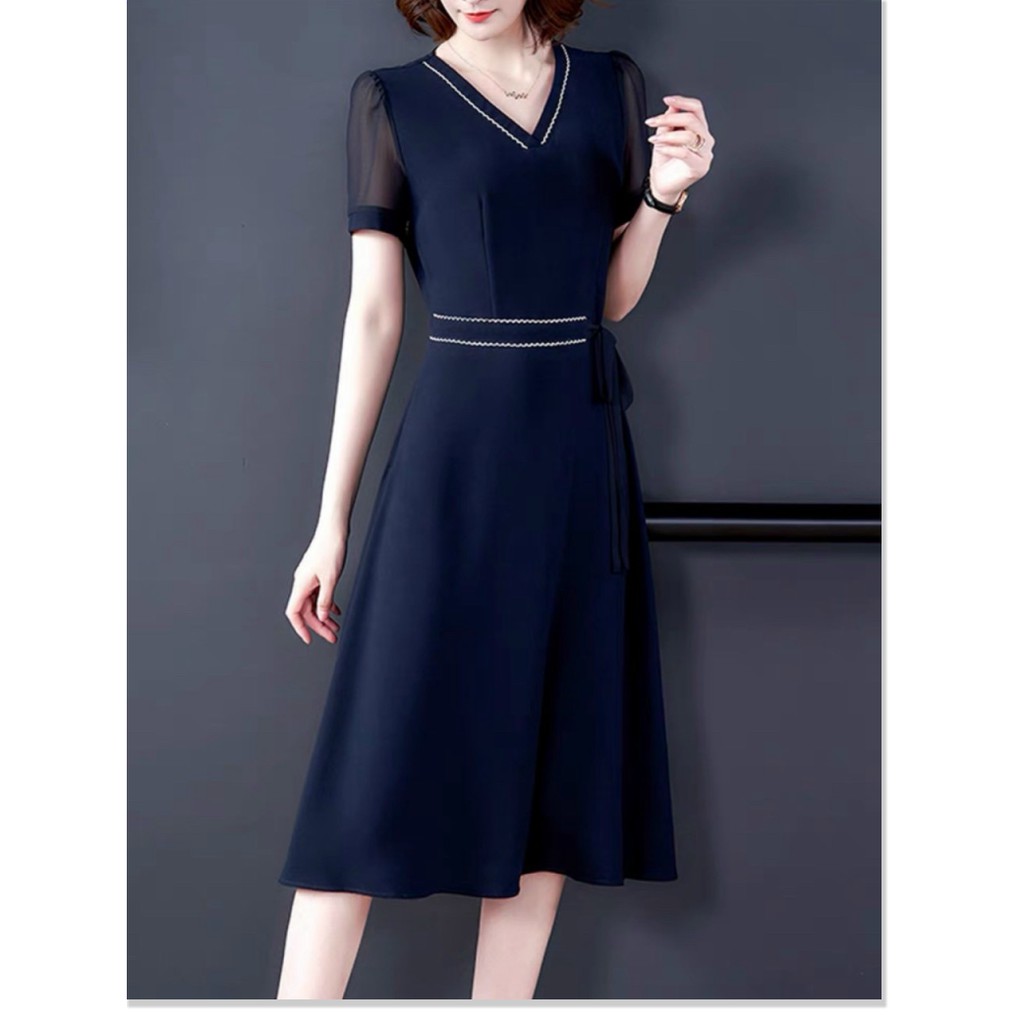 ĐẦM XÒE NỮ PHỐI THẮT EO CỔ TIM TAY LỠ SANG CHẢNH KẾT HỢP CÔNG SỞ VÀ DỰ TIỆC