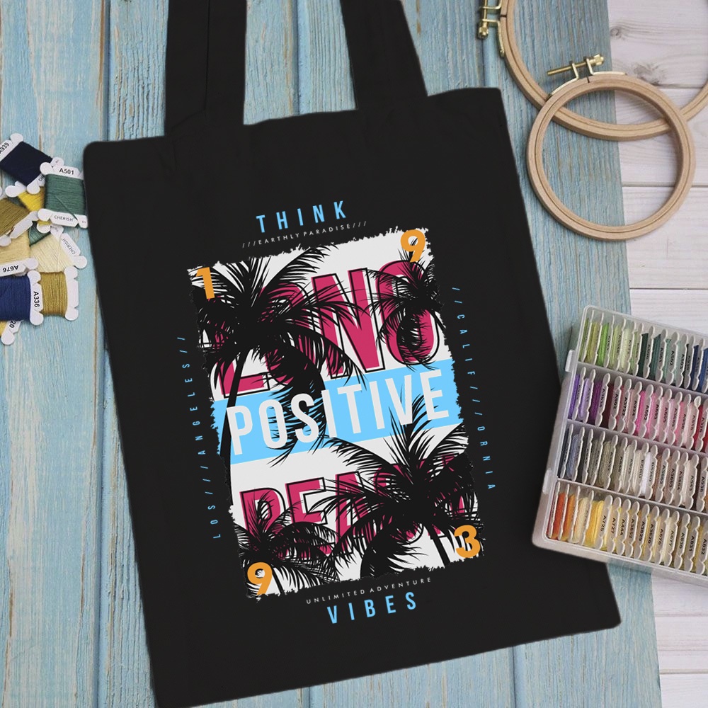 Túi vải, túi Tote (màu đen) SUMMER - Mẫu 2 vải canvas dày đẹp cho nữ có khóa miệng đi học đi chơi.