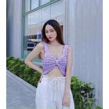 Áo xốp vuông 2 dây bản kiểu nơ ngực cực xinh , chất thun xốp dày dặn