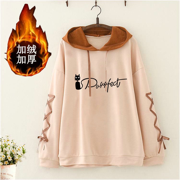 Áo Hoodie Dáng Rộng Dày Dặn Dễ Thương Cho Nữ 12-22 Tuổi
