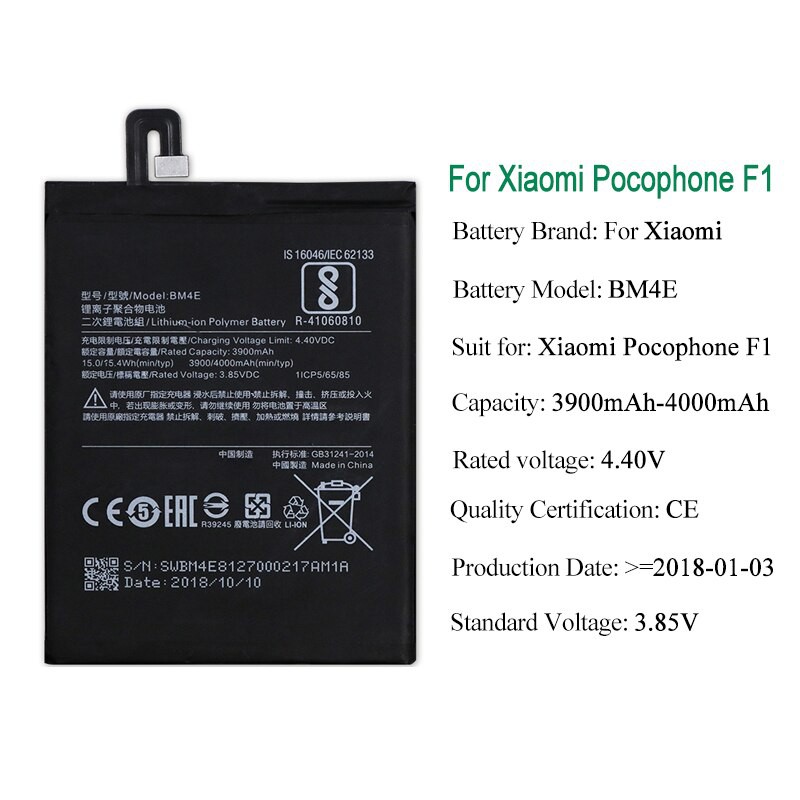 Pin Sạc Thay Thế Cho Xiaomi PocoFone F1 - BM4E , Pin Xiaomi PocoFone F1
