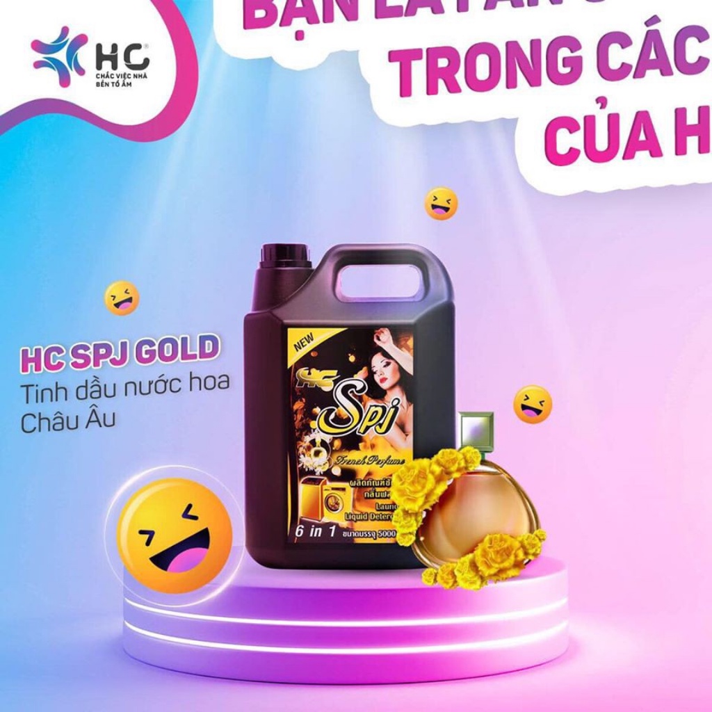 Nước Giặt Xả HC SPJ Đậm Đặc Đen 5L 6 IN 1