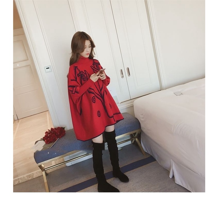 ❤❤Áo Choàng Len Cổ Lọ Dài Trung Bình Màu Đỏ Phong Cách Hàn Quốc Mùa Thu Đông Dành Cho Bạn Nữ | BigBuy360 - bigbuy360.vn