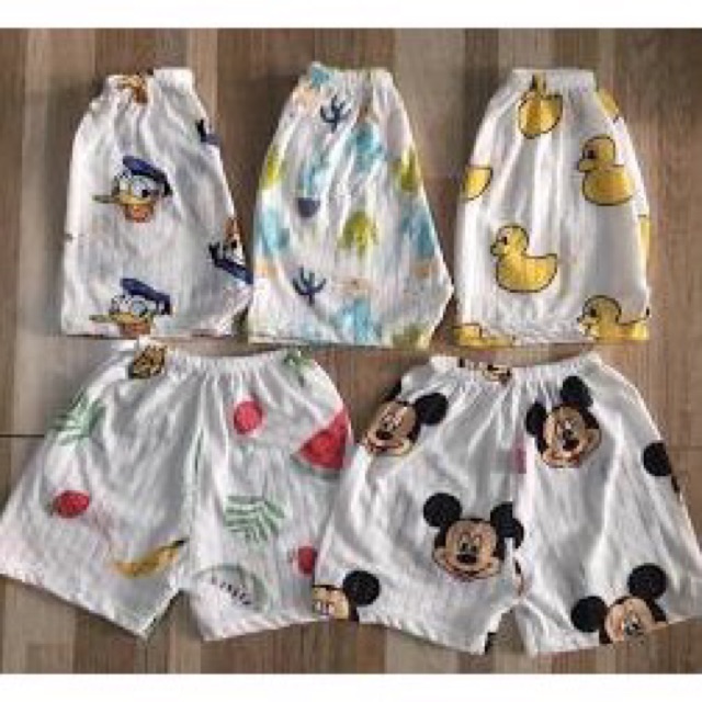 Quần đùi chục cotton giấy cho bé cực đẹp cực mát (set 10 quần)