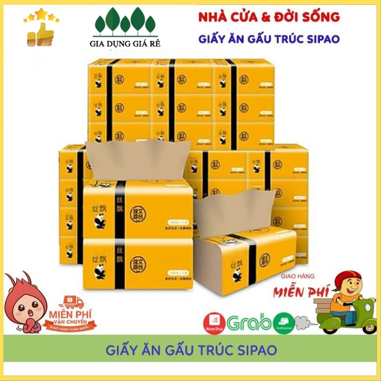 🌺Giá Hủy Diệt🌺 Giấy Ăn Gấu Trúc Sipao, Khăn Giấy Tre YCOOL, Túi 300 Tờ