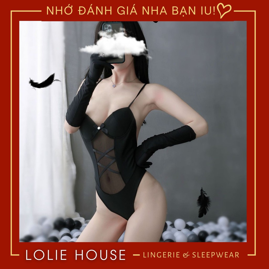 Cosplay thỏ sexy dáng bodysuit ren lưới đen - Bộ đồ cosplay thỏ có bờm tai thỏ mút ngực liền thân LOLIE HOUSE - CP38 | BigBuy360 - bigbuy360.vn
