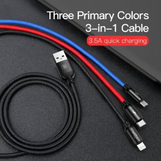 Cáp sạc 3 đầu Baseus Micro/Lightning/TypeC - Chính hãng bảo hành 6 tháng