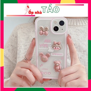 Ốp lưng iPhone silicon hình gấu nơ nổi